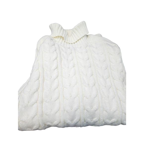 Xray Jeans Off White Cableknit Turtleneck Sweater Large Chunky Fall Winter Cream - Picture 6 of 11